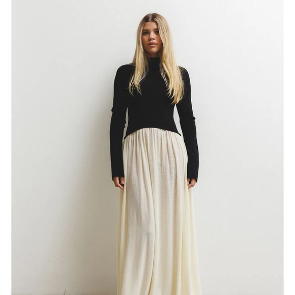 Solid & Striped Soglio Dress Ecru/Noir NWT S Sofia Richie Grainge